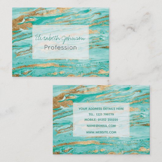 ミントスタイリッシュ金ゴールド抽象芸術大理石絵を描液 名刺 (正面/裏面)
