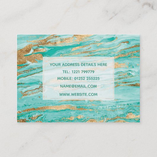 ミントスタイリッシュ金ゴールド抽象芸術大理石絵を描液 名刺 (裏面)
