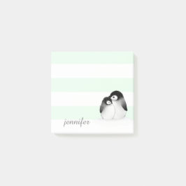 ミントストライプのペンギンPost-it®ノート ポストイット