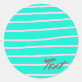 ミントストライプの背景に可愛いピンクの模様 ラウンドシール (正面)