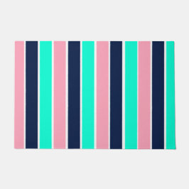 ミントストライプグリーン、ピンク、ネイビーブルーの各ブランド ドアマット