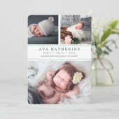 ミントストライプ |写真コラージュの誕生のお知らせ 案内状 (スタンド正面)