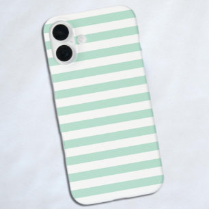 ミントストライプ iPhone 16 PLUSケース