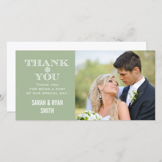 ミントスノーフ結婚レックの写真サンキューカード サンキューカード (正面/裏面)