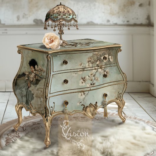 ミントセージグリーン抽象芸術さくらんぼ花 薄葉紙