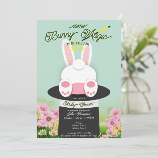 ミントソファニー魔法ハットトリックガーデンベイビーシャワー 招待状 (スタンド正面)