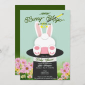 ミントソファニー魔法ハットトリックガーデンベイビーシャワー 招待状 (正面/裏面)