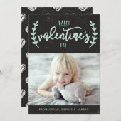 ミントタイポグラフィ素朴シャルボードバレンタインデー シーズンカード (正面/裏面)