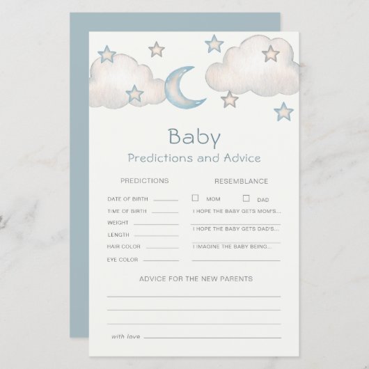 ミントターコイスボーイベビーシャワー予測とアドバイス (正面/裏面)