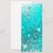 ミントターコイズのホイル背景 招待状 (正面/裏面)