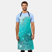 ミントターコイズフォイルの背景 エプロン (着用した状態)