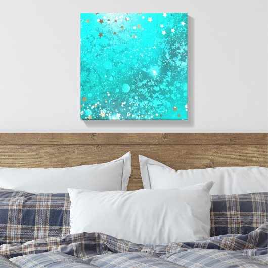 ミントターコイズフォイルの背景 キャンバスプリント (インサイチュ (寝室))