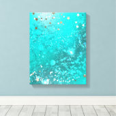 ミントターコイズフォイルの背景 キャンバスプリント (インサイチュ (ウッドフロア))