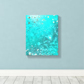 ミントターコイズフォイルの背景 キャンバスプリント (インサイチュ (ウッドフロア))