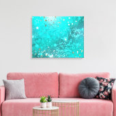 ミントターコイズフォイルの背景 キャンバスプリント (インサイチュ (リビング))