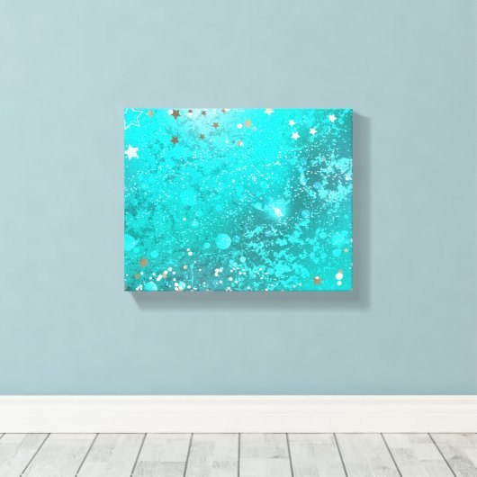 ミントターコイズフォイルの背景 キャンバスプリント (インサイチュ (ウッドフロア))