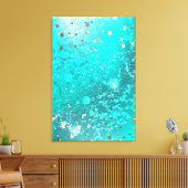 ミントターコイズフォイルの背景 キャンバスプリント (インサイチュ (リビング))