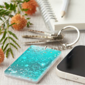 ミントターコイズフォイルの背景 キーホルダー (正面右)