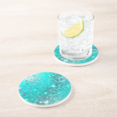 ミントターコイズフォイルの背景 コースター (側面)