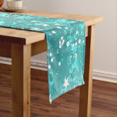 ミントターコイズフォイルの背景 ショートテーブルランナー (インサイチュ)
