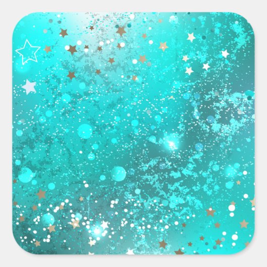 ミントターコイズフォイルの背景 スクエアシール (正面)