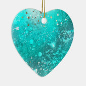 ミントターコイズフォイルの背景 セラミックオーナメント (右)