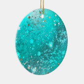 ミントターコイズフォイルの背景 セラミックオーナメント (右)