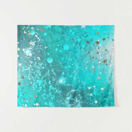 ミントターコイズフォイルの背景 タペストリー (正面(横))