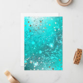 ミントターコイズフォイルの背景 ノートカード (正面/裏面インサイチュ)