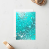 ミントターコイズフォイルの背景 ノートカード (正面/裏面インサイチュ)