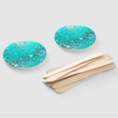 ミントターコイズフォイルの背景 ハンドファン (組立なし)