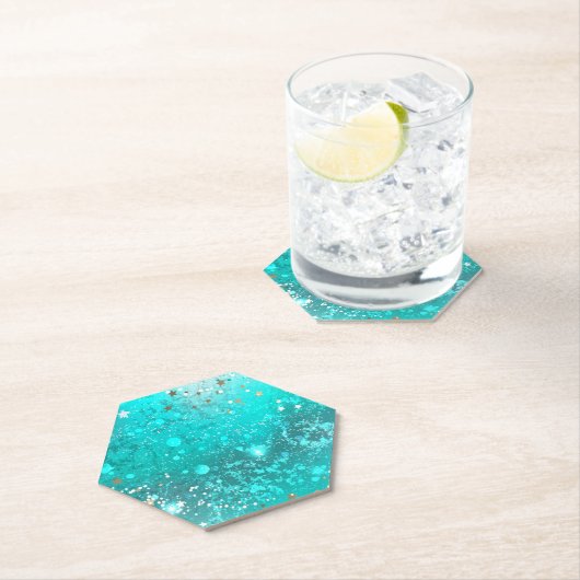 ミントターコイズフォイルの背景 ペーパーコースター (インサイチュ)