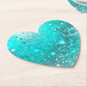 ミントターコイズフォイルの背景 ペーパーコースター (アングル)