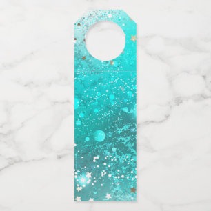 ミントターコイズフォイルの背景 ボトルネックタグ