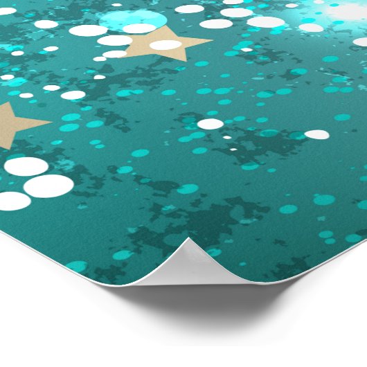 ミントターコイズフォイルの背景 ポスター (角)