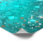 ミントターコイズフォイルの背景 ポスター (角)