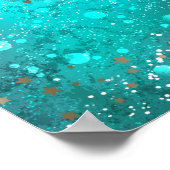 ミントターコイズフォイルの背景 ポスター (角)