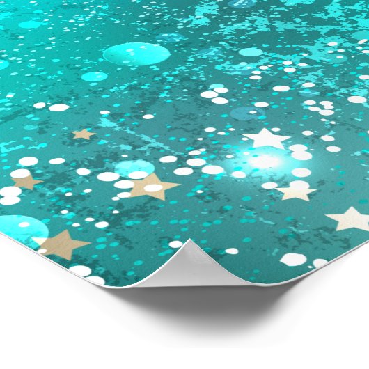 ミントターコイズフォイルの背景 ポスター (角)