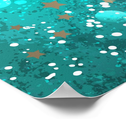 ミントターコイズフォイルの背景 ポスター (角)