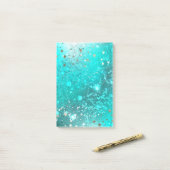 ミントターコイズフォイルの背景 ポストイット (デスク上)