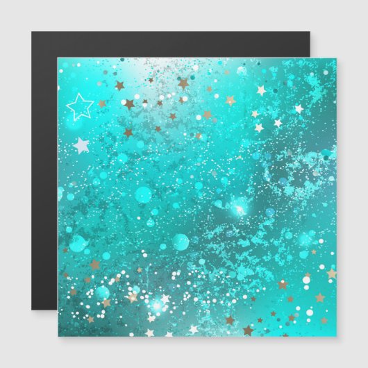 ミントターコイズフォイルの背景 マグネット招待状 (正面/裏面)