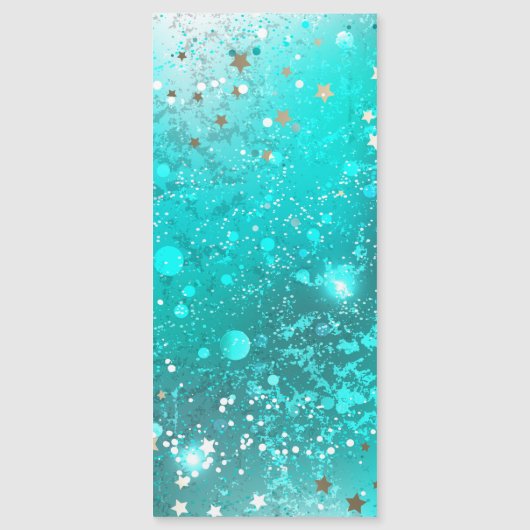 ミントターコイズフォイルの背景 マグネット招待状 (正面)