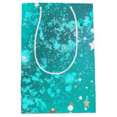 ミントターコイズフォイルの背景 ミディアムペーパーバッグ (正面)