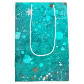 ミントターコイズフォイルの背景 ミディアムペーパーバッグ (裏面)