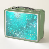 ミントターコイズフォイルの背景 メタルランチボックス (裏面)