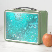 ミントターコイズフォイルの背景 メタルランチボックス (インサイチュ)