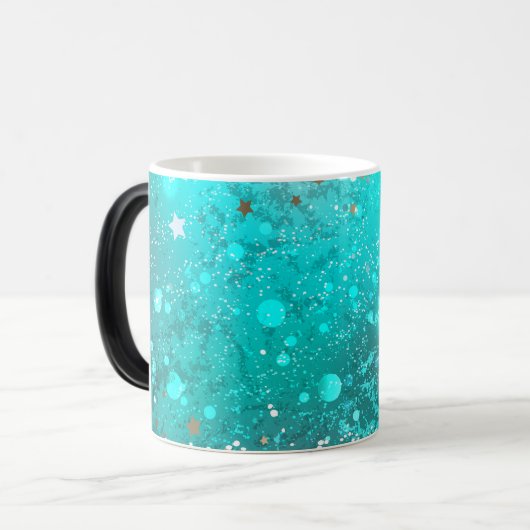 ミントターコイズフォイルの背景 モーフィングマグカップ (正面左)