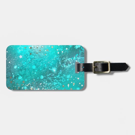 ミントターコイズフォイルの背景 ラゲッジタグ (正面横)