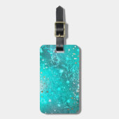 ミントターコイズフォイルの背景 ラゲッジタグ (正面縦)