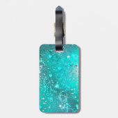 ミントターコイズフォイルの背景 ラゲッジタグ (裏面縦)